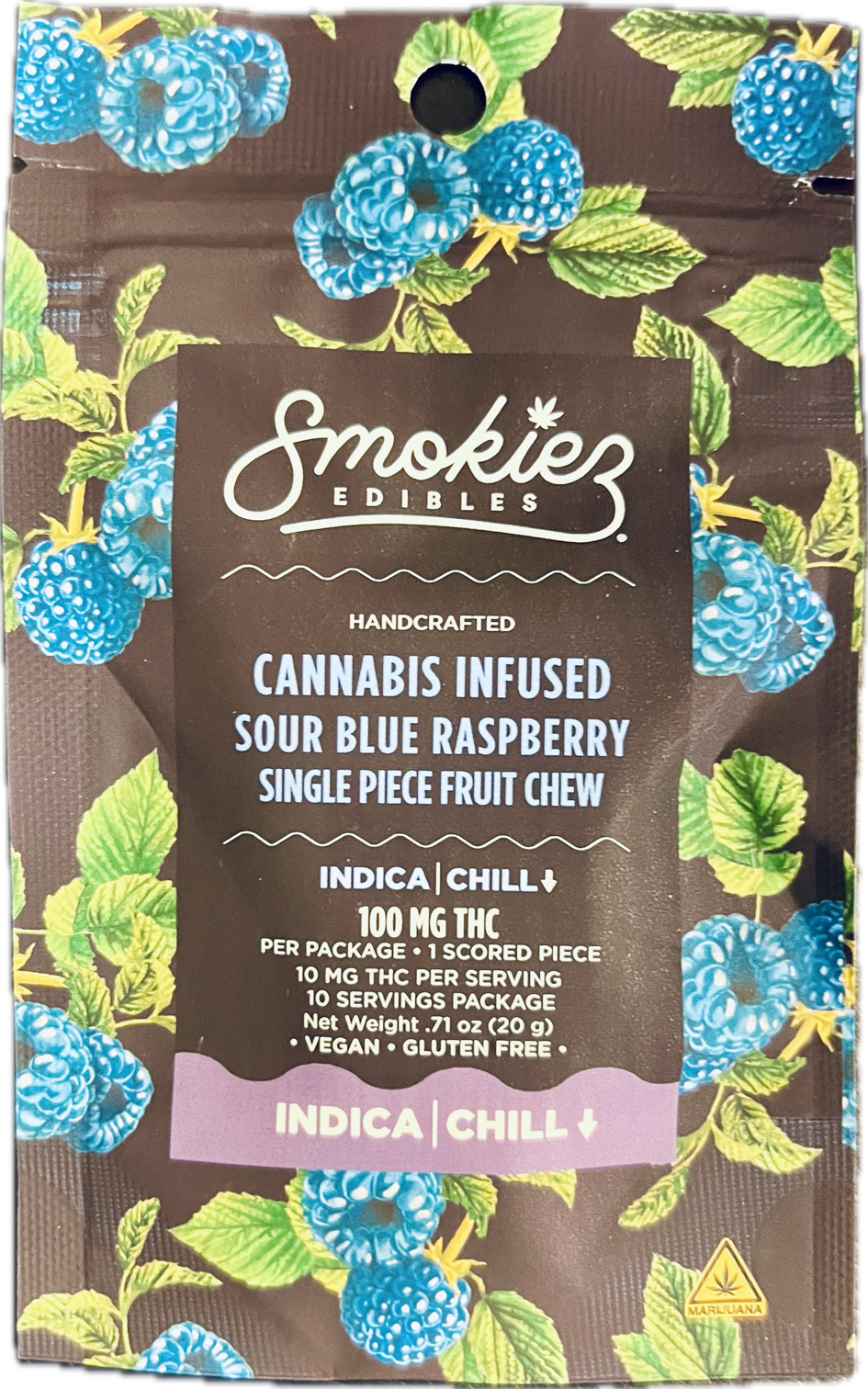 Smokiez Sour Blue Raspberry Indica 1 Piece